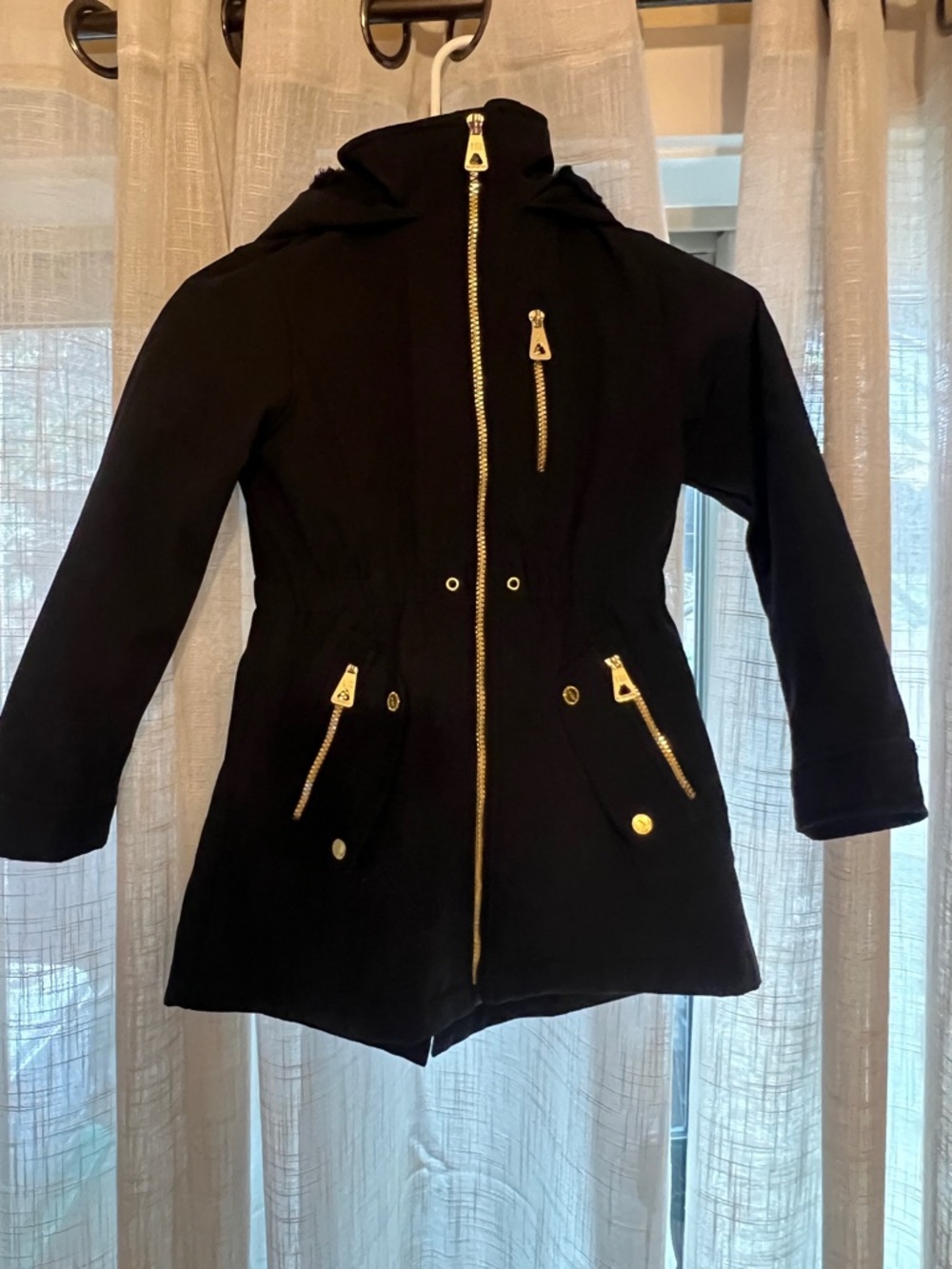 Urban Republic Black Trench Coat with Gold Hardware